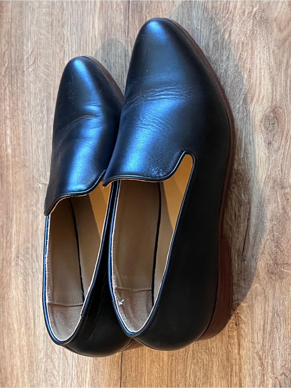 Nisolo Black Leather Slip-On Flats